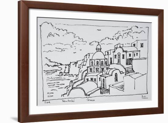 Traditional Greek architecture in the town of Fira, island of Santorini, Greece.-Richard Lawrence-Framed Photographic Print