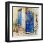 Traditional Greek Streets -Artwork In Painting Style-Maugli-l-Framed Art Print