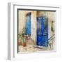 Traditional Greek Streets -Artwork In Painting Style-Maugli-l-Framed Art Print