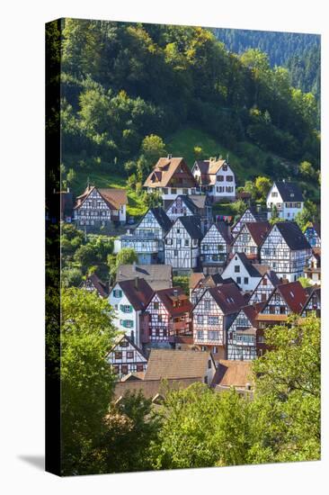 Traditional Half Timbered Buildings in Schiltach's Picturesque Medieval Altstad, Baden-Wurttemberg-Doug Pearson-Stretched Canvas