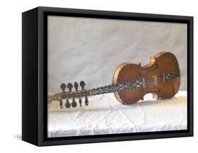 Traditional Hardanger Fiddle with Mother-of-Pearl Inlay, Rosing, Norway-Russell Young-Framed Stretched Canvas