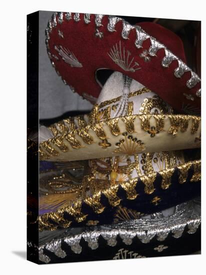 Traditional Hats Stacked on Display, Puerto Vallarta, Mexico-Merrill Images-Stretched Canvas