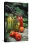 Traditional Home-Preserved Pickles and Tomatoes-null-Stretched Canvas