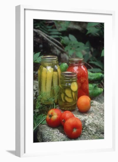 Traditional Home-Preserved Pickles and Tomatoes-null-Framed Photographic Print