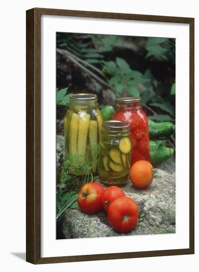 Traditional Home-Preserved Pickles and Tomatoes-null-Framed Photographic Print