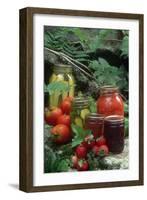 Traditional Homemade Pickles, Tomatoes, and Fruit Jam-null-Framed Photographic Print