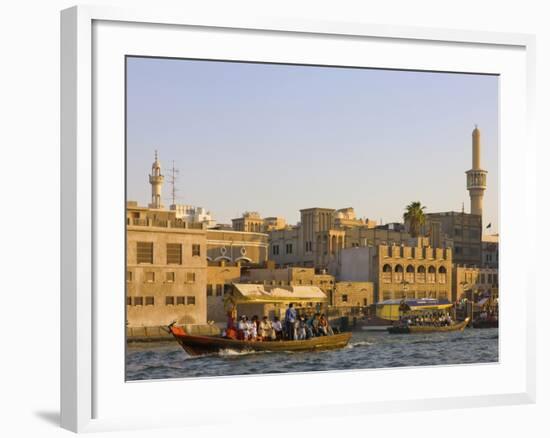 Traditional House Along Khor Dubai (Dubai Creek), Dubai, United Arab Emirates-Keren Su-Framed Photographic Print