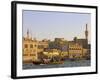 Traditional House Along Khor Dubai (Dubai Creek), Dubai, United Arab Emirates-Keren Su-Framed Photographic Print