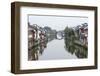 Traditional house and stone bridge on the Grand Canal, Wuxi, Jiangsu Province, China-Keren Su-Framed Photographic Print