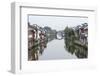 Traditional house and stone bridge on the Grand Canal, Wuxi, Jiangsu Province, China-Keren Su-Framed Photographic Print
