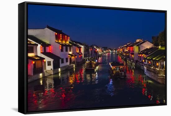 Traditional houses along the Grand Canal, Wuxi, Jiangsu Province, China-Keren Su-Framed Stretched Canvas
