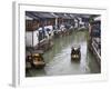 Traditional Houses and Boat on the Grand Canal, Zhujiajiao, Near Shanghai, China-Keren Su-Framed Photographic Print