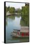 Traditional houses and boats on the Grand Canal, Taierzhuang Ancient Town, China-Keren Su-Framed Stretched Canvas