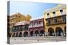 Traditional houses in the colorful old town of Cartagena, Colombia, South America-Alex Treadway-Stretched Canvas