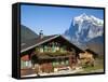 Traditional Houses, Wetterhorn and Grindelwald, Berner Oberland, Switzerland-Doug Pearson-Framed Stretched Canvas