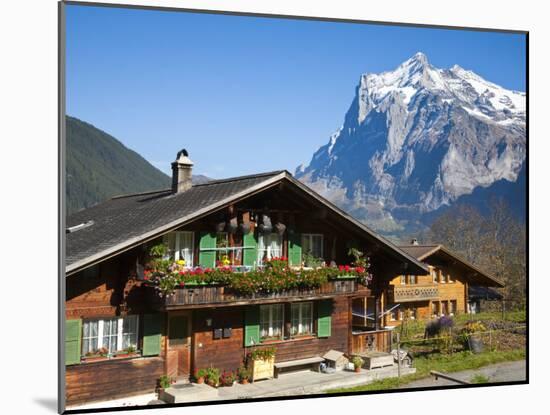 Traditional Houses, Wetterhorn and Grindelwald, Berner Oberland, Switzerland-Doug Pearson-Mounted Photographic Print