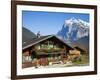 Traditional Houses, Wetterhorn and Grindelwald, Berner Oberland, Switzerland-Doug Pearson-Framed Photographic Print