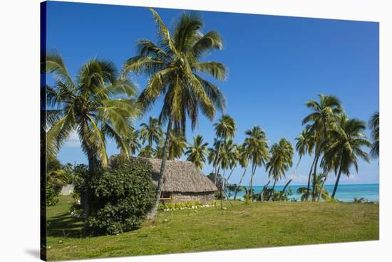 Traditional hut in Saint Joseph, Ouvea, Loyalty Islands, New Caledonia, Pacific-Michael Runkel-Stretched Canvas