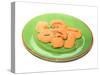 Traditional Indian Fried Sweets on Green Plate-SNEHITDESIGN-Stretched Canvas