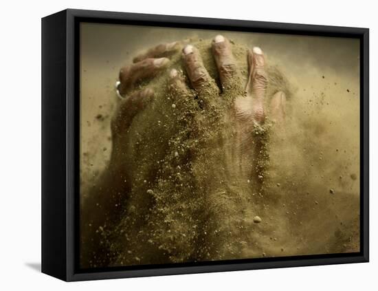 Traditional Indian Wrestler Smears Mud on Himself During a Practice Session in Calcutta, India-null-Framed Stretched Canvas