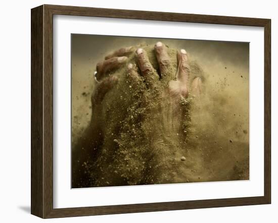 Traditional Indian Wrestler Smears Mud on Himself During a Practice Session in Calcutta, India-null-Framed Photographic Print