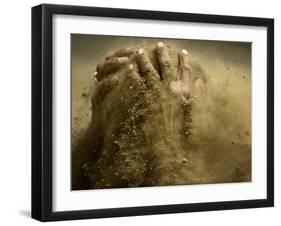 Traditional Indian Wrestler Smears Mud on Himself During a Practice Session in Calcutta, India-null-Framed Photographic Print