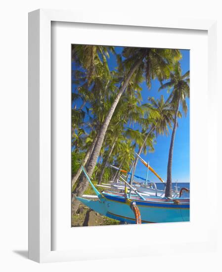 Traditional Indonesian Fishing Boats at the Beach, North Coast, Bali, Indonesia-Sakis Papadopoulos-Framed Photographic Print