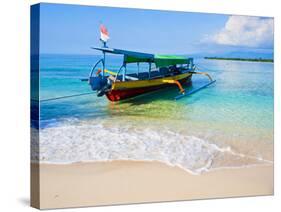 Traditional Indonesian Outrigger Fishing Boat on Island of Gili Meno in Gili Isles, Indonesia-Matthew Williams-Ellis-Stretched Canvas