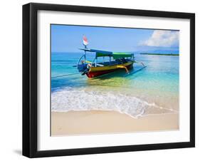 Traditional Indonesian Outrigger Fishing Boat on Island of Gili Meno in Gili Isles, Indonesia-Matthew Williams-Ellis-Framed Premium Photographic Print