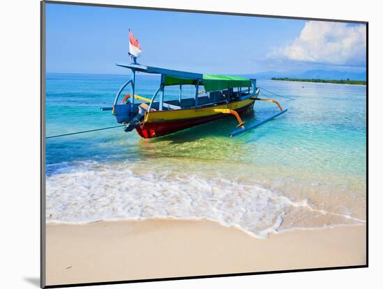 Traditional Indonesian Outrigger Fishing Boat on Island of Gili Meno in Gili Isles, Indonesia-Matthew Williams-Ellis-Mounted Photographic Print