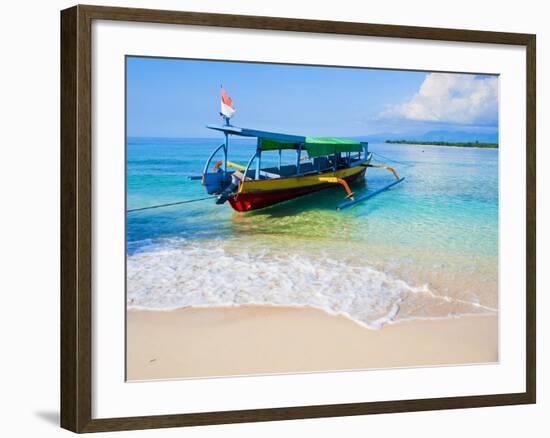 Traditional Indonesian Outrigger Fishing Boat on Island of Gili Meno in Gili Isles, Indonesia-Matthew Williams-Ellis-Framed Photographic Print