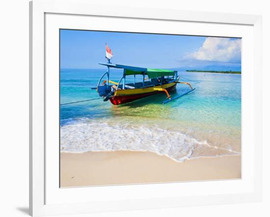 Traditional Indonesian Outrigger Fishing Boat on Island of Gili Meno in Gili Isles, Indonesia-Matthew Williams-Ellis-Framed Photographic Print