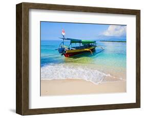 Traditional Indonesian Outrigger Fishing Boat on Island of Gili Meno in Gili Isles, Indonesia-Matthew Williams-Ellis-Framed Photographic Print