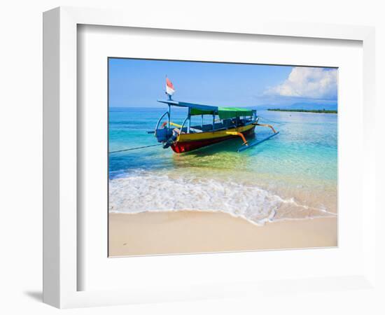 Traditional Indonesian Outrigger Fishing Boat on Island of Gili Meno in Gili Isles, Indonesia-Matthew Williams-Ellis-Framed Photographic Print