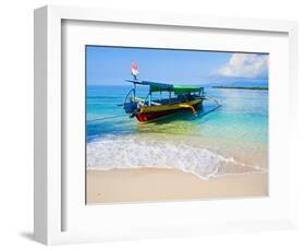 Traditional Indonesian Outrigger Fishing Boat on Island of Gili Meno in Gili Isles, Indonesia-Matthew Williams-Ellis-Framed Photographic Print