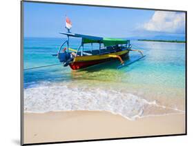 Traditional Indonesian Outrigger Fishing Boat on Island of Gili Meno in Gili Isles, Indonesia-Matthew Williams-Ellis-Mounted Photographic Print