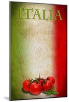 Traditional Italian Flag With Tomatoes And Basil-pongiluppi-Mounted Poster