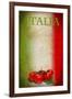 Traditional Italian Flag With Tomatoes And Basil-pongiluppi-Framed Art Print