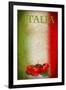 Traditional Italian Flag With Tomatoes And Basil-pongiluppi-Framed Art Print