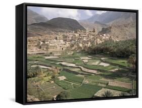 Traditional Jabali Village with Palmery in Basin in Jabal Akhdar, Bilad Sayt, Oman, Middle East-Tony Waltham-Framed Stretched Canvas