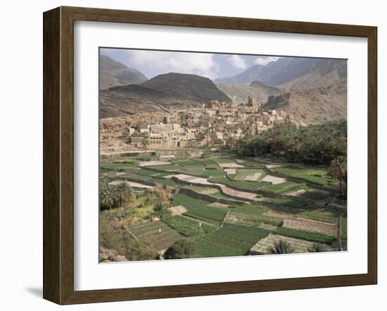 Traditional Jabali Village with Palmery in Basin in Jabal Akhdar, Bilad Sayt, Oman, Middle East-Tony Waltham-Framed Photographic Print