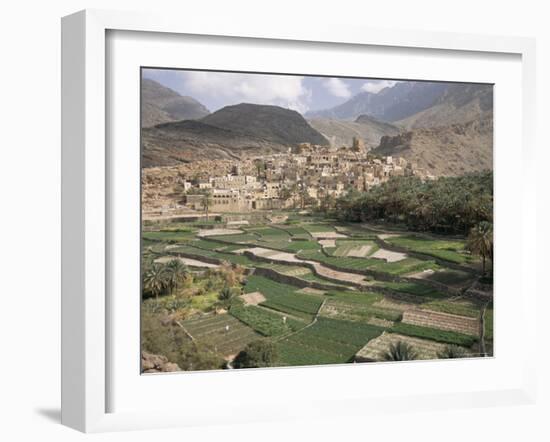 Traditional Jabali Village with Palmery in Basin in Jabal Akhdar, Bilad Sayt, Oman, Middle East-Tony Waltham-Framed Photographic Print