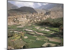 Traditional Jabali Village with Palmery in Basin in Jabal Akhdar, Bilad Sayt, Oman, Middle East-Tony Waltham-Mounted Photographic Print