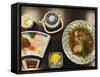 Traditional Japanese Meal of Sushi and Fish Head, Tokyo, Honshu Island, Japan-Kober Christian-Framed Stretched Canvas