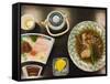 Traditional Japanese Meal of Sushi and Fish Head, Tokyo, Honshu Island, Japan-Kober Christian-Framed Stretched Canvas