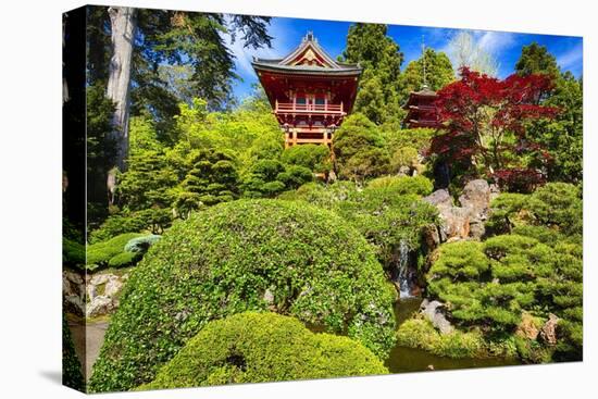 Traditional Japanese Pavilions In A Garden-George Oze-Stretched Canvas