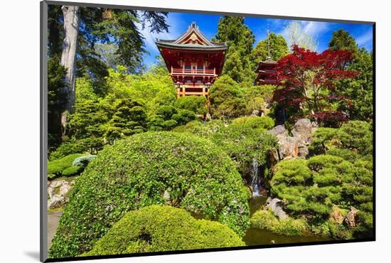 Traditional Japanese Pavilions In A Garden-George Oze-Mounted Photographic Print