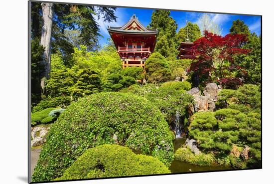 Traditional Japanese Pavilions In A Garden-George Oze-Mounted Photographic Print