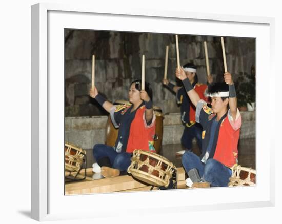 Traditional Japanese Taiko Drumming Performance, Matsuyama, Ehime Prefecture, Shikoku Island, Japan-Christian Kober-Framed Photographic Print