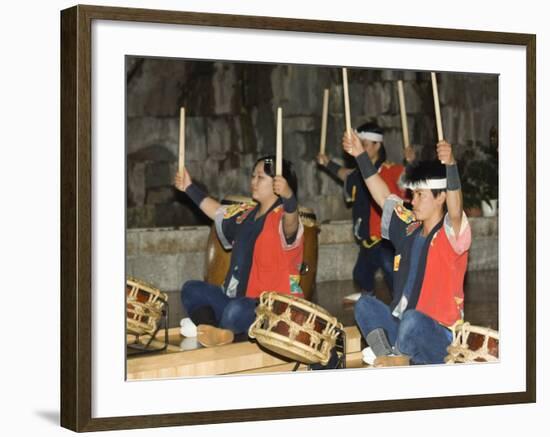 Traditional Japanese Taiko Drumming Performance, Matsuyama, Ehime Prefecture, Shikoku Island, Japan-Christian Kober-Framed Photographic Print